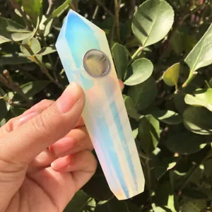 Pipa de cuarzo natural de ópalo blanco para fumar varita con punta de cristal obelisco piedra curativa - Imagen 1 de 18