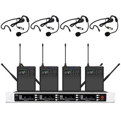4 Channel UHF True Diversity Digital Wireless Headworn Head Microphone for Stage - Image 1 of 2