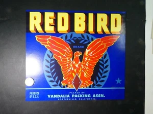 Fruit crate label etiquette, original litho ca.1955 Red Bird Eagle Adler 24x27cm - Imagen 1 de 1