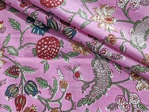 Traditionelle indische 100 % Baumwolle Handblock bedruckt Kleid Material Handwerk Stoff - Bild 1 von 5