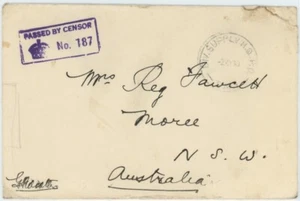 Palestine, WWII Aust APO, 1940 Cover to Australia w/DIV. SUPPLY H.Q.P.O. SMI cds - Picture 1 of 2