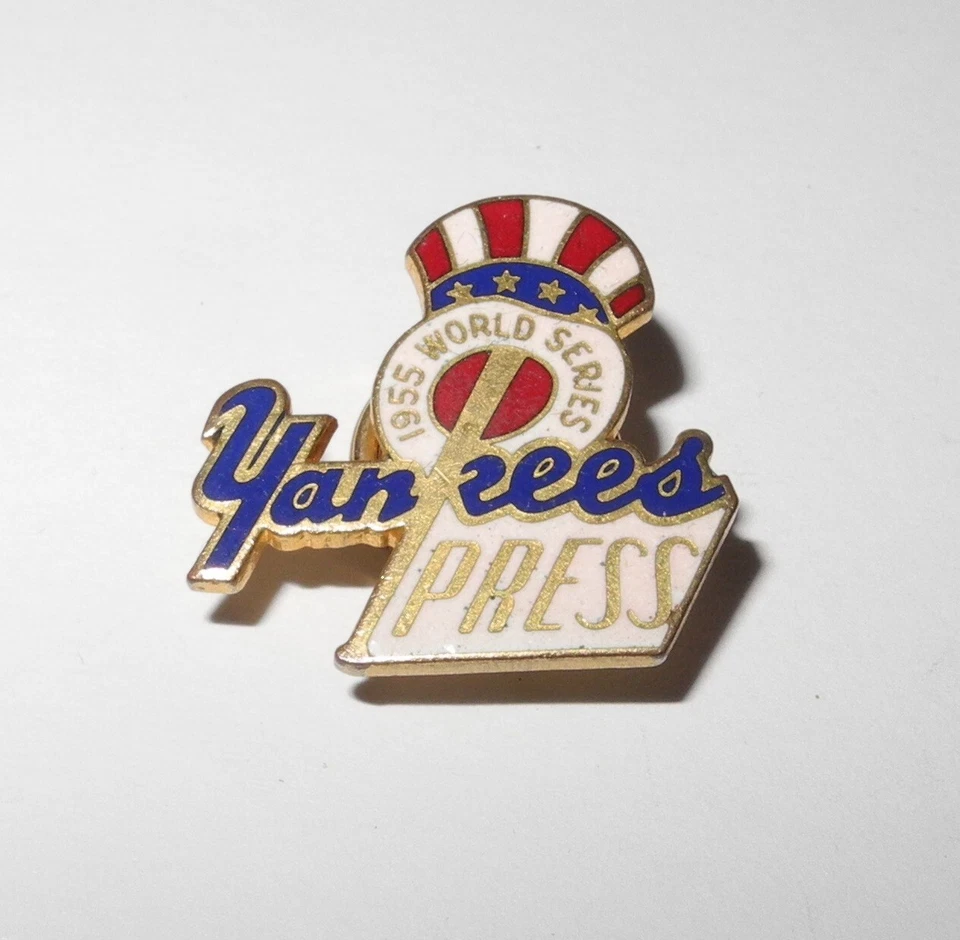 1955 Baseball New York Yankees World Series Media Press Pin Charm Button Pinback - Image 1 of 2
