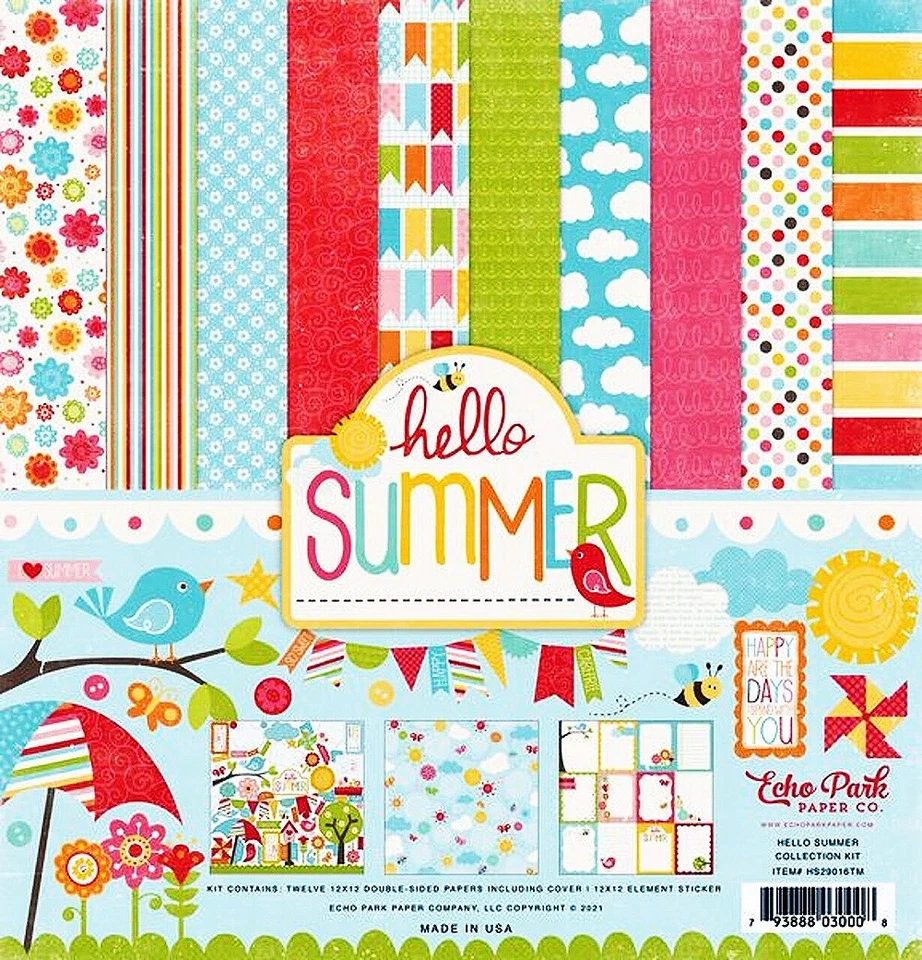 Echo Park, Hola Verano, Kit Colección 12", Cartulina Feliz, Pegatinas Alfabeto Foto 1 de 4