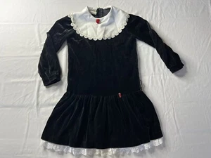Vintage Pretty As A Picture Dress White Collar velour Black Velvet Size 8 Girls - Picture 1 of 7