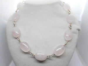 Collana in Argento 925 con QUARZO ROSA naturale - Girocollo con Pietre Dure - Foto 1 di 8