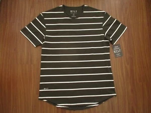 NEW Bylt Drop Cut T Shirt Mens Size Large Green White Striped Lux Soft Athletic - Picture 1 of 15