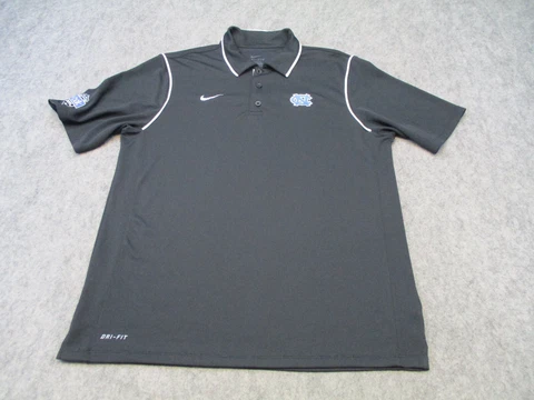 Nike North Carolina Tar Heels Polo Shirt Mens Large Black White NCAA Football Cover