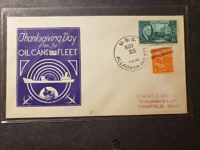 USS ALLAGASH AO-97 Naval Cover 1946 HORTON THANKSGIVING Cachet - Image 1 of 2