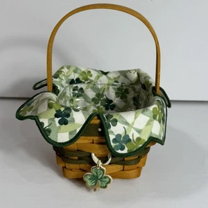 Longaberger 1999 Shamrock Basket St. Patrick’s Day With Shamrock Charm - Picture 1 of 9