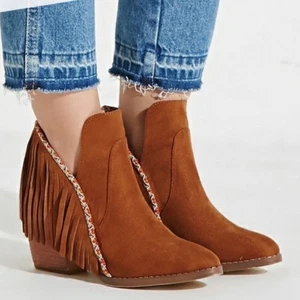 Mia Damen 'Nita' Kunst-Wildleder Fransen Boho Festival Stiefel Größe 9 - Bild 1 von 15