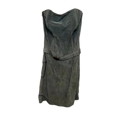 Vintage 90s Y2K Olive Green Wilsons Suede Tube Strapless Leather Dress Sz XL NWT - Image 1 of 4