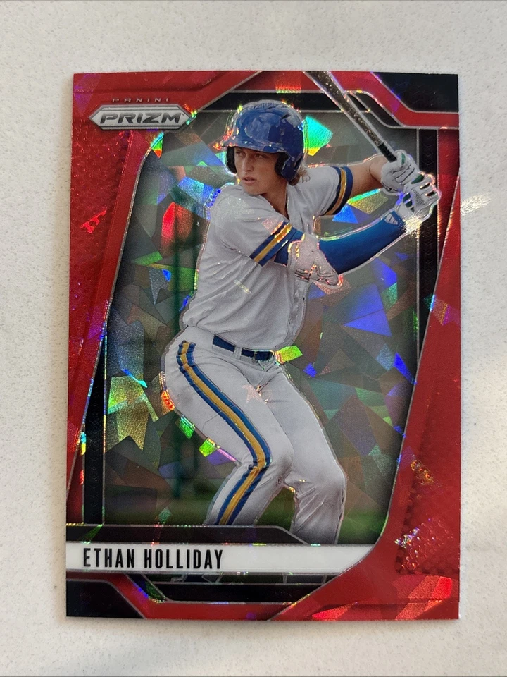 ETHAN HOLLIDAY 2025 PANINI PRIZM RED CRACKED ICE ROOKIE RC CARD #82 MLB STAR - Image 1 of 1