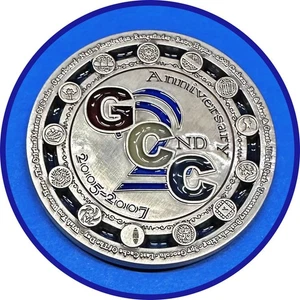 Geocoin 2005 - 2007 GCC Anniversary Coin w/ Geocaching Catch Phrases Unactivated - Picture 1 of 2