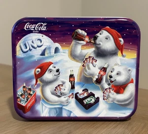 UNO Coca-Cola Polar Bears Special Edition Collector's Tin Vtg 1998 Coke  - Picture 1 of 8