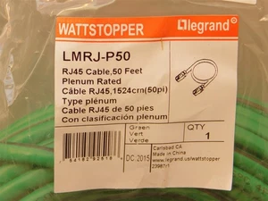 Legrand LMRJ-P50 Wattstopper RJ45 grünes Plenum-Nennkabel 50 Fuß brandneu - Bild 1 von 2
