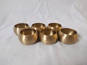Vintage Brass Napkin Rings - Set of 6 - Holiday Table Settings Decor Boho Xmas  - Picture 1 of 3