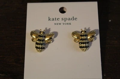 Kate Spade Picnic Perfect Pave Crystals Gold Plated Bee Stud Earrings - Image 1 of 4