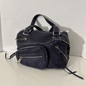 L.A.M.B. Gwen Stefani Blau Leder Umhängetasche Handtasche Reißverschlüsse Geldbeutel - Bild 1 von 12