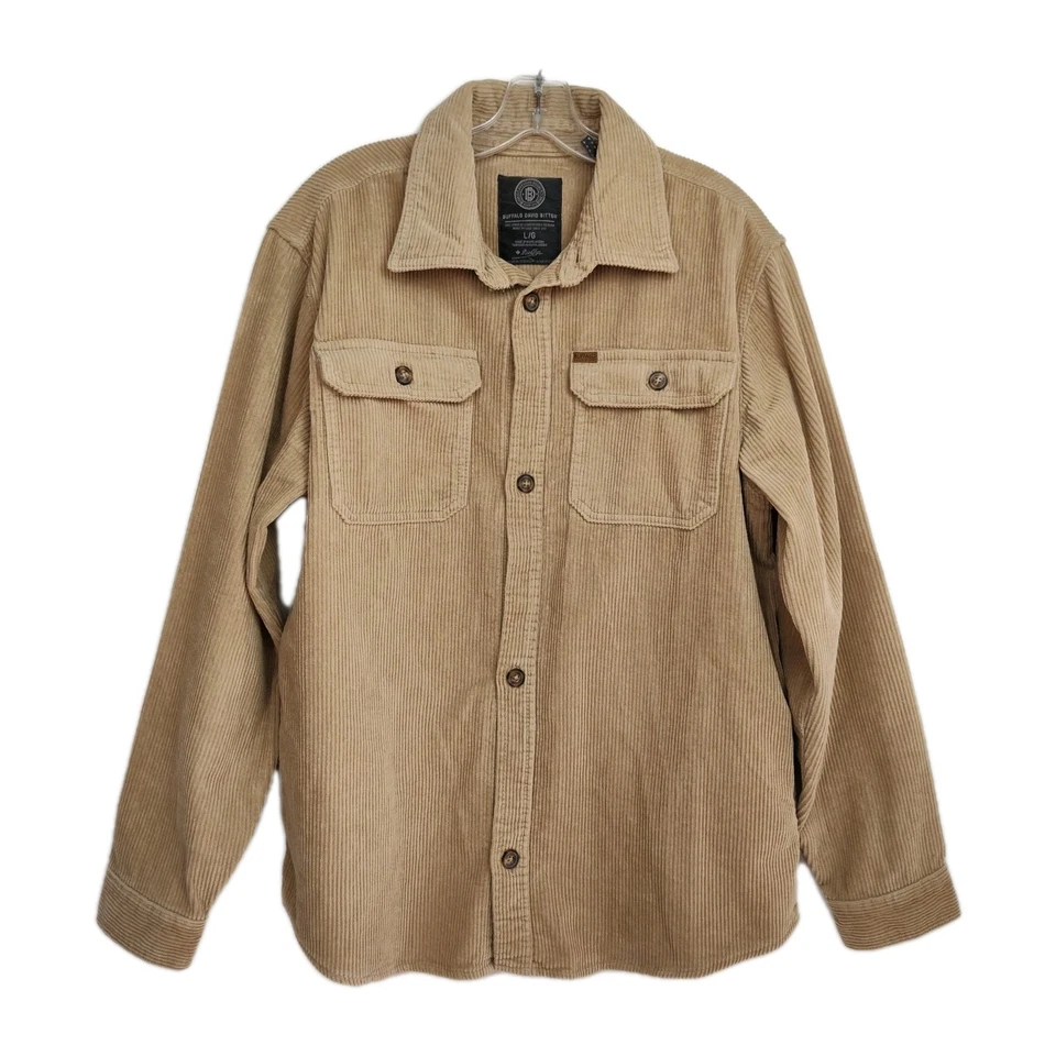 Chaqueta de pana Buffalo David Bitton Jeremias para hombre L bronceada abotonada Foto 1 de 4