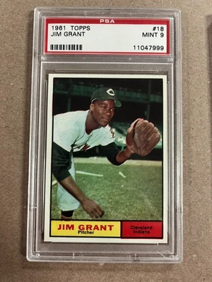 1961 Topps Jim Grant #18 Cleveland Indians graduado PSA 9 como nuevo Foto 1 de 2