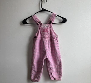 Vtg OshKosh B'gosh Pink Floral Lace Overalls. Made In USA. Size 12 Months - Picture 1 of 5
