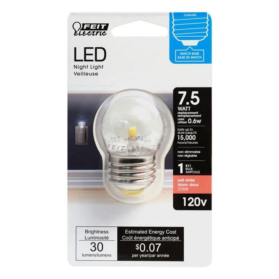 Feit Electric S11 LED Nightlight Bulb Soft White 7.5W Eqv 0.6W 30 Lumens  - Image 1 of 1