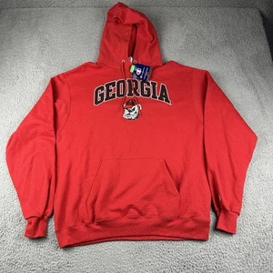 Georgia Bulldogs Hoodie Mens Large Champion Sweatshirt Red Logo Print - Picture 1 of 13