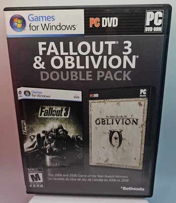 Fallout 3 & Oblivion Double Pack (PC, 2 Disc Set, 2012) With 3 Inserts - Image 1 of 4
