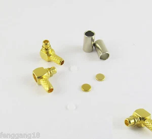 Crimpado de ángulo recto enchufe macho MMCX de 50 piezas para conector RF de cable RG174 RG316 LMR100 - Imagen 1 de 6