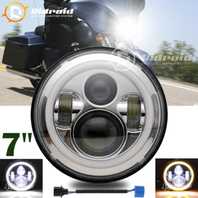 Proyector de faros LED DRL de 7 pulgadas con luz de señal de giro para motocicleta Harley Foto 1 de 4