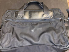 Andiamo Black Leather+Cloth Computer Weekender Brief Carry On Bag Made USA TOUGH