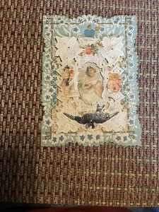 Antike gestanzte Papier Spitze Pop Up geprägt Valentinskarte viktorianisch von 1903 - Bild 1 von 1