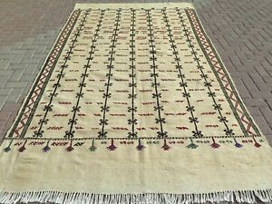 Vintage Turkish Nomads Rug, Wool Kilim, Teppich 73"X125" Area Rugs, Kelim Carpet