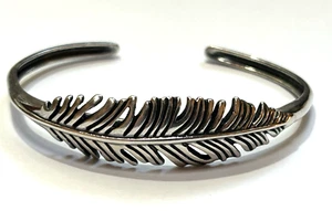 Relios Carolyn Pollack Sterling Silver 925 Feather Cuff Bracelet Small 6 1/4" - Picture 1 of 5