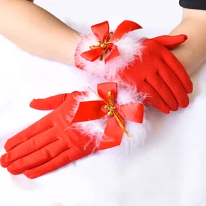Christmas Mittens Plush Gloves Banquet Evening Party Costume Decor Accessory - Picture 1 of 17