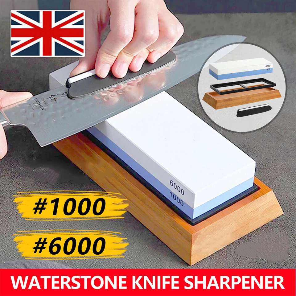 Dual Whetstone Waterstone Knife Sharpening Water Wet Stone Sharpener 1000/6000 - Image 1 of 4