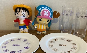 One Piece Talking Plush Glass Plate Tony Tony chopper Luffy Limited Set of 6 - Picture 1 of 18