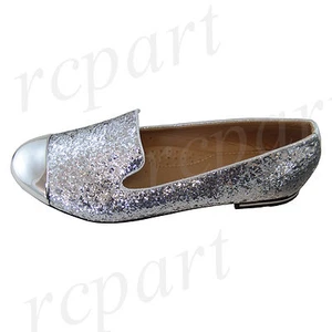 Nuevo Mujer Zapatos Estrás Ballet Pisos Parpadeo Boda Informal Plateado - Imagen 1 de 7