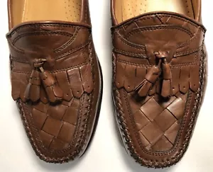 Giorgio Brutini Le Glove HandCrafted Kiltie Tassel Loafers Shoes 8 1/2 Brown EUC - Picture 1 of 10