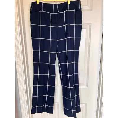 Vintage MCM Worthington petite size 10 M/L wide leg navy blue plaid pants - Image 1 of 4