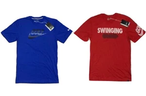 Nike Golf Slim Fit Sport/Tour Performance DRI-Fit Men's Graphic T Shirt Blue Red - Picture 1 of 14