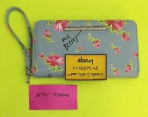 ❤️RAR AUSVERKAUFT - NEU BETSEY JOHNSON BLAU BLUMEN Geldbörse CLUTCH ARMBAND❤️ - Bild 1 von 8