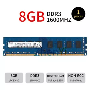 8GB 4GB 2GB DDR3 PC3L-12800U 1600MHz 2Rx8 1.35V Desktop RAM For SKHynix LOT UK - Picture 1 of 11