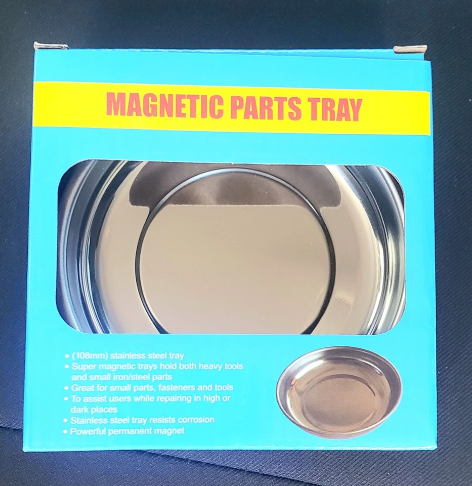 2x Magnetic Stainless Steel Parts Bowl Round 4-3/8" Tools Tray Same