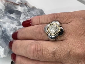 18K Diamond Quatrefoil 925 Ring by Raquel Welch. - Picture 1 of 9