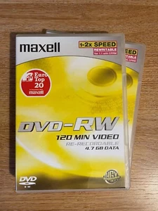 2x Maxell DVD-RW 1-2x Speed 4.7GB New & Sealed (Case Blank) - Picture 1 of 2