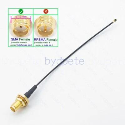 IPX4 WFL w.FL MHF4 female to SMA female bulkhead 1.13mm Pigtail Coaxial cable RF - Image 1 of 4