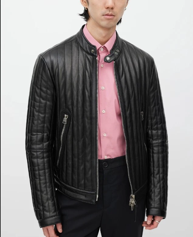 New TOM FORD Men's Vertical Channel Leather Racer Jacket - Image 1 of 4
