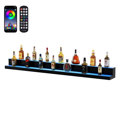Uimoso Botella de Licor Iluminada LED Barra de Exhibición Estante RF y Control de Aplicaciones 60" 2 Pasos Foto 1 de 4