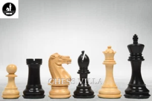 4" Professional Club Staunton Chess Pieces Only Set- Weighted Ebonised Boxwood - Picture 1 of 8